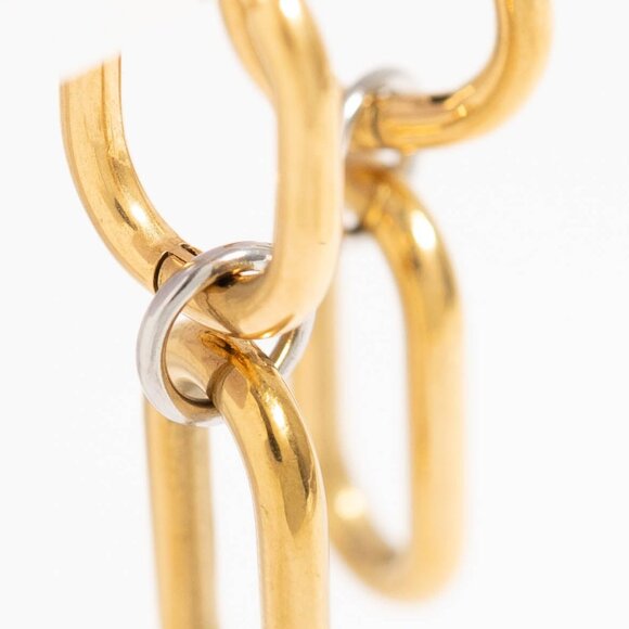 Mixed Metal Huggie Earrings | 18K Gold PVD & Silver | Waterproof Hypoallergenic - Picture 5 of 6